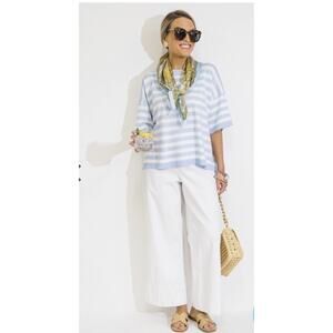 NWT Spanx Wide Leg Cropped White Pants High Rise Women's Thick Hem Large Petite